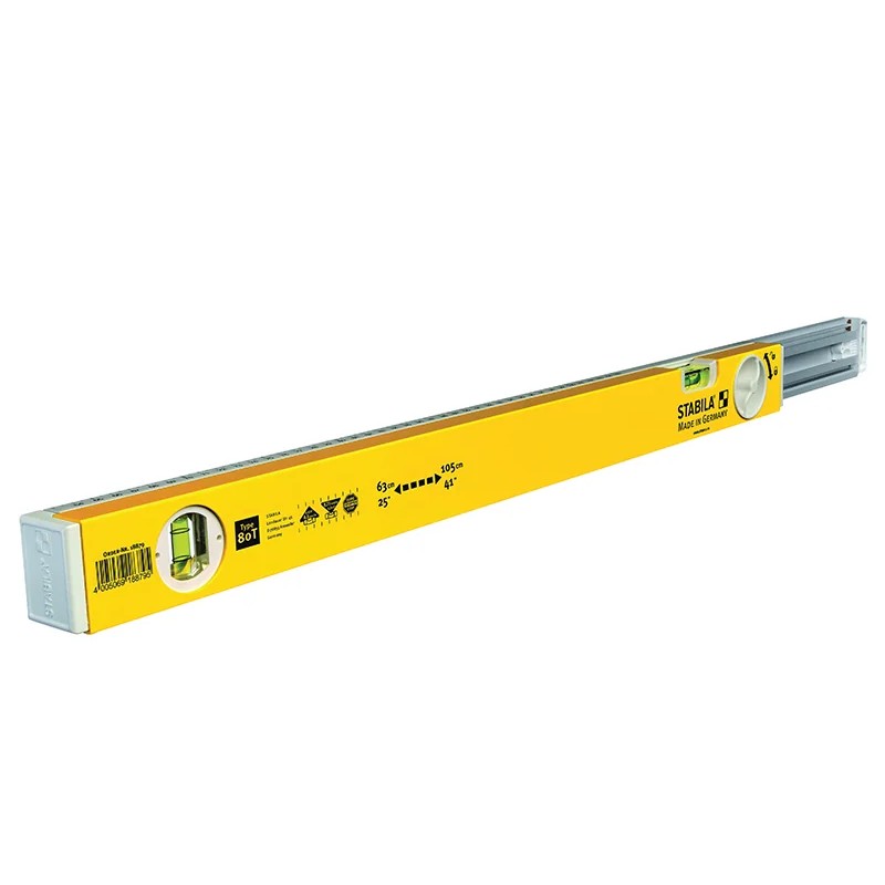 Stabila 80T Telescopic Spirit Level 2 Vials 63-105cm - 18879