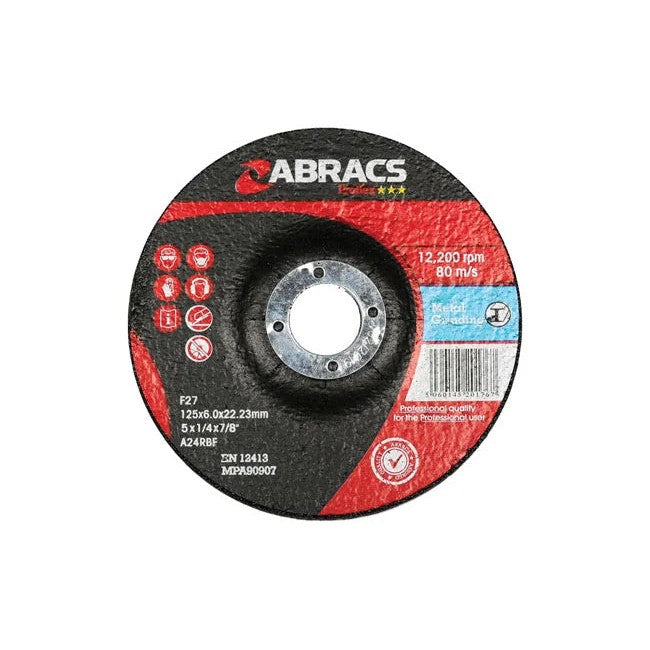 Abracs Metal Grinding Discs x 6.0mm 10pc 100-125mm