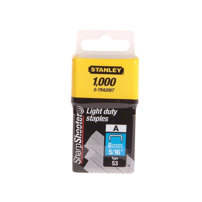 STANLEY® Hand Tools TRA2 Light-Duty Staple 8mm TRA205T (Pack 1000) - 0-TRA205T
