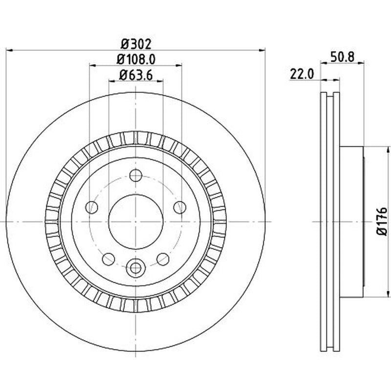 DON 2 x Externally Vented Rear Brake Discs PCD21582