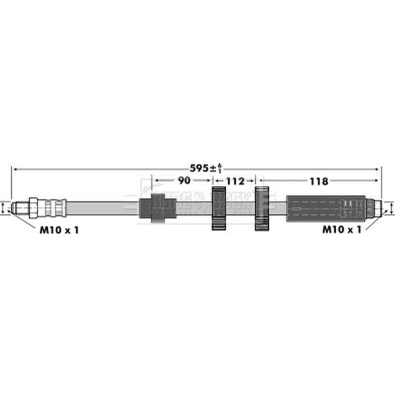 Borg & Beck Brake Hydraulic Hose Line Front Left BBH6835