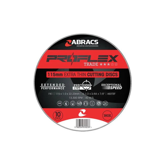 Abracs Extra Thin Flat Cutting Discs 115mm x 1.0mm 100pc - CPL