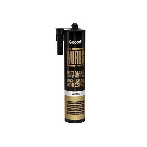 Geocel THE WORKS PRO X High Grab Adhesive White 290ml - 6001246/C03