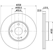 DON 2 x Internally Vented Front Brake Discs PCD17522