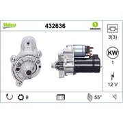 Valeo Starter Motor 12V 1kW 9 Teeth 432636
