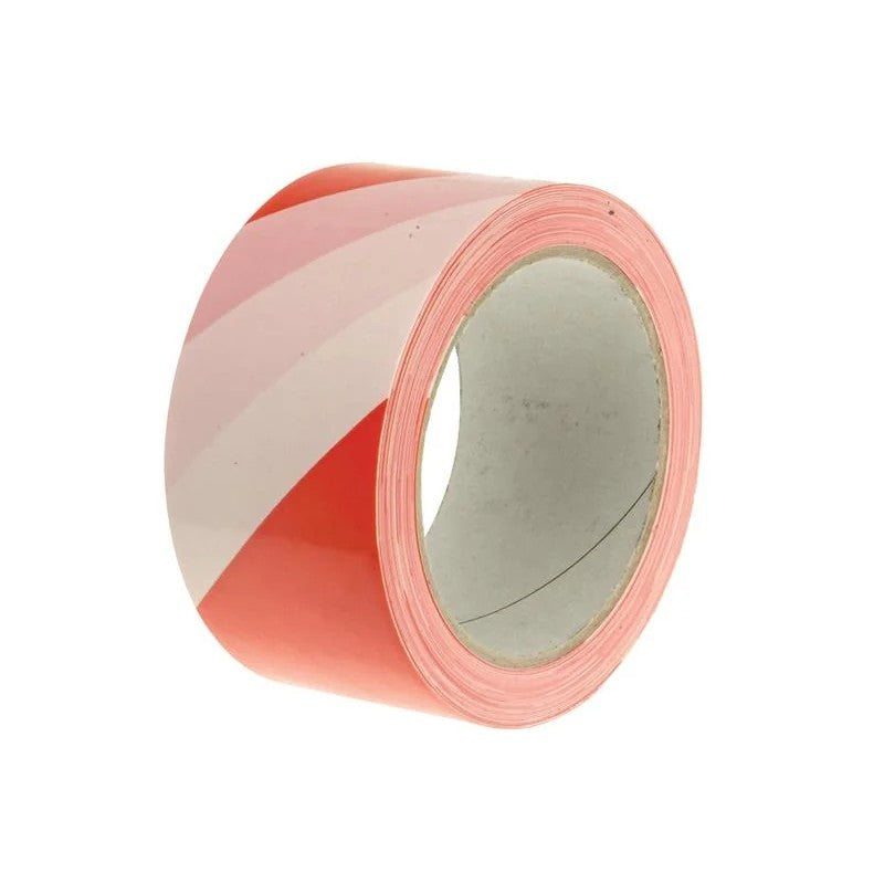 Faithfull Economy Self-Adhesive Hazard Tape Red/White 50mm x 33m - FAITAPEHAZER