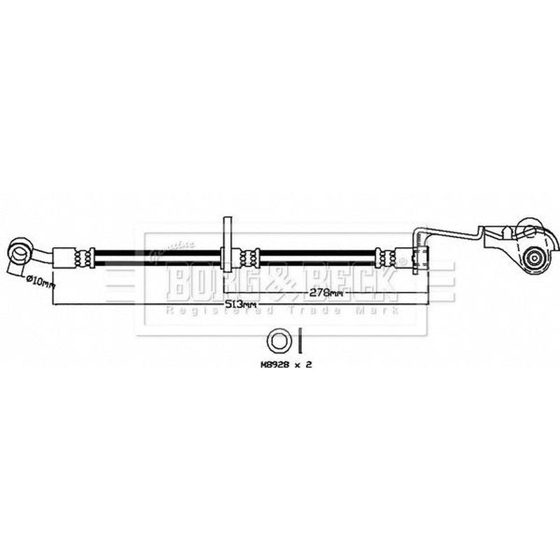 Borg & Beck Brake Hydraulic Hose Line Front Left BBH8406