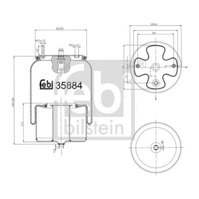 Febi Air Suspension Bellow 228mm Front Right 35884