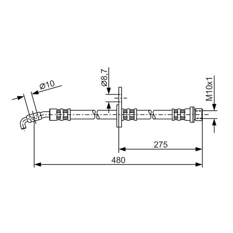Bosch Brake Hydraulic Hose Line Front Left 1 987 476 758