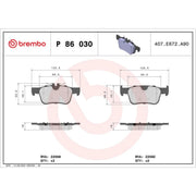 Brembo 4 x Rear Brake Pad Set P86030