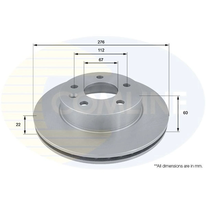 Comline 2 x Internally Vented Front Brake Discs ADC1608V