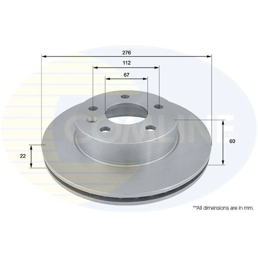 Comline 2 x Internally Vented Front Brake Discs ADC1608V