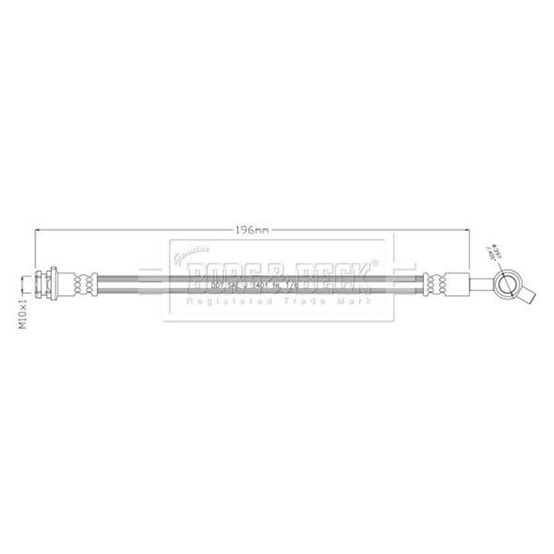 Borg & Beck Brake Hydraulic Hose Line Rear Left BBH8909