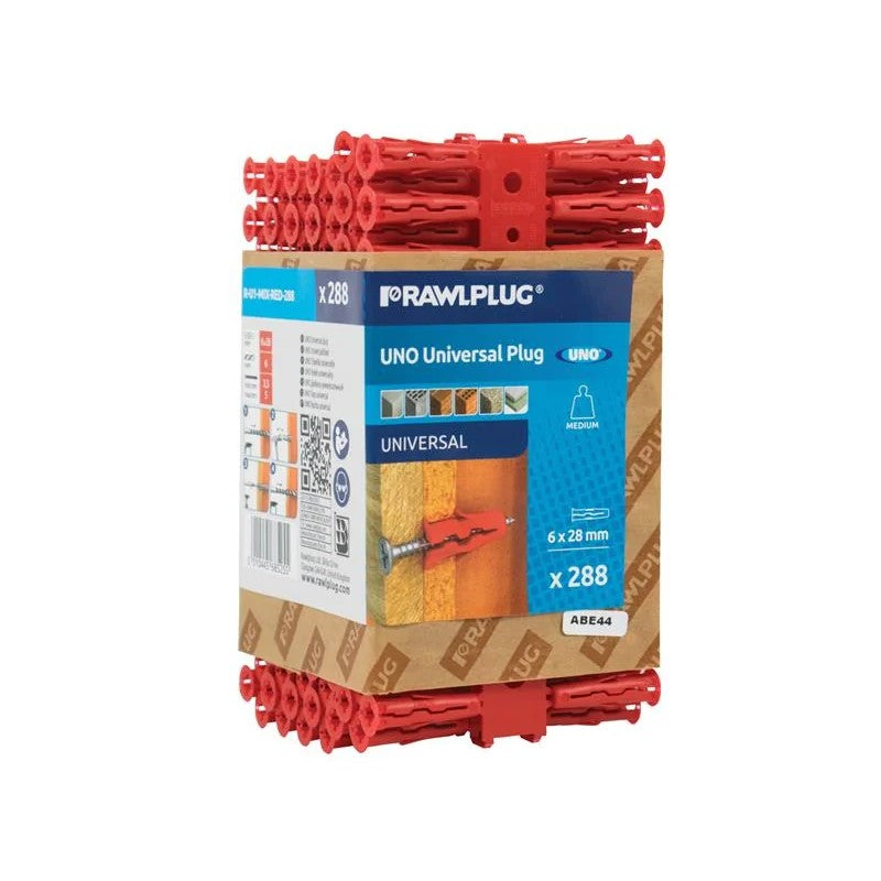 Rawlplug Red UNO® Plugs 6 x 28mm (Pack 288) - R-U1-MIX-RED-288