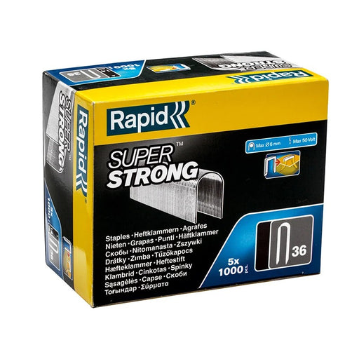 Rapid 36/14 14mm DP x 5m Galvanised Staples (Box 1000 x 5) - 11886910