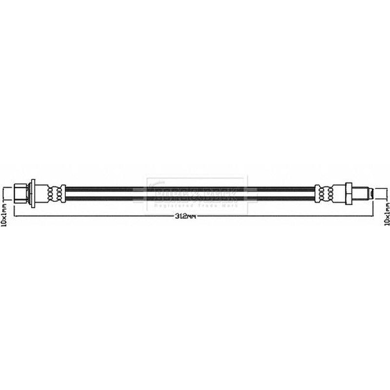 Borg & Beck Brake Hydraulic Hose Line Rear Left BBH8453