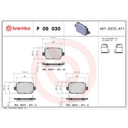 Brembo 4 x Rear Brake Pad Set P09030