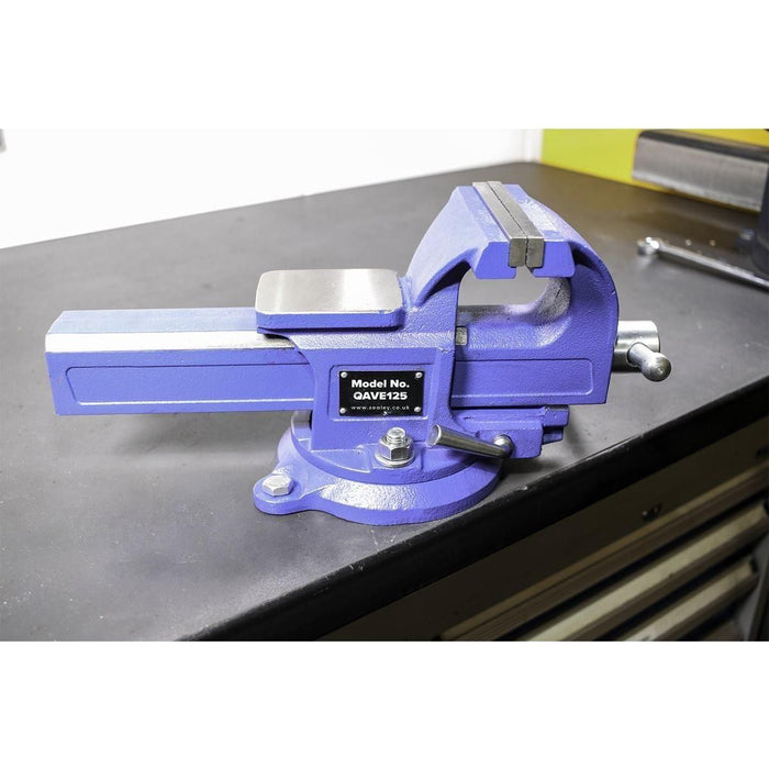 Sealey Vice 125mm Quick Action Swivel Base SG Iron QAVE125 Sealey  - Town Parts