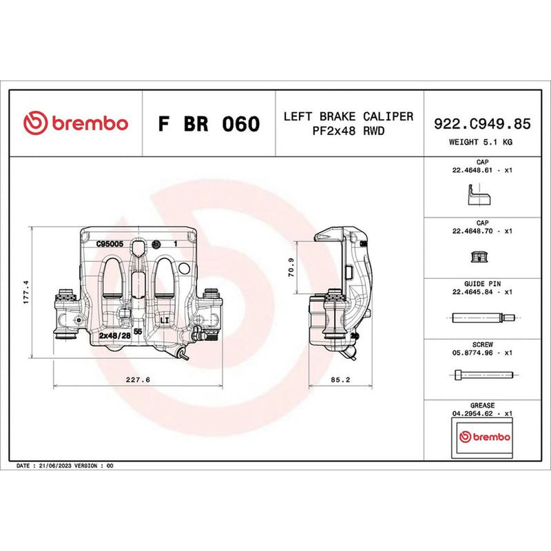 Brembo Brake Caliper Assembly Front Left FBR060