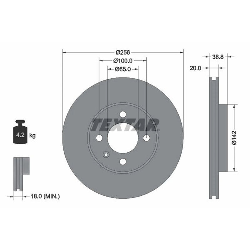 Textar 2 x Vented Front Brake Discs 92036803