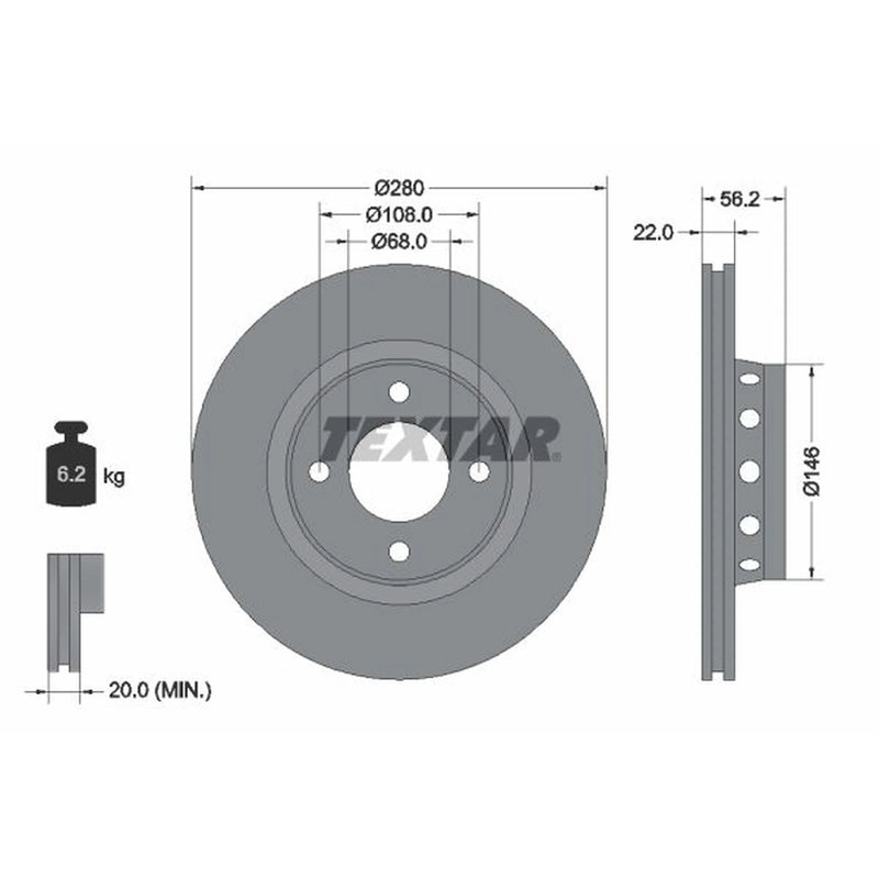 Textar 2 x Front Brake Discs 92060600