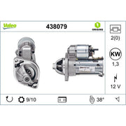 Valeo Starter Motor 12V 1.3kW Teeth 438079
