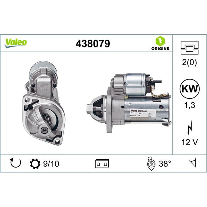 Valeo Starter Motor 12V 1.3kW Teeth 438079
