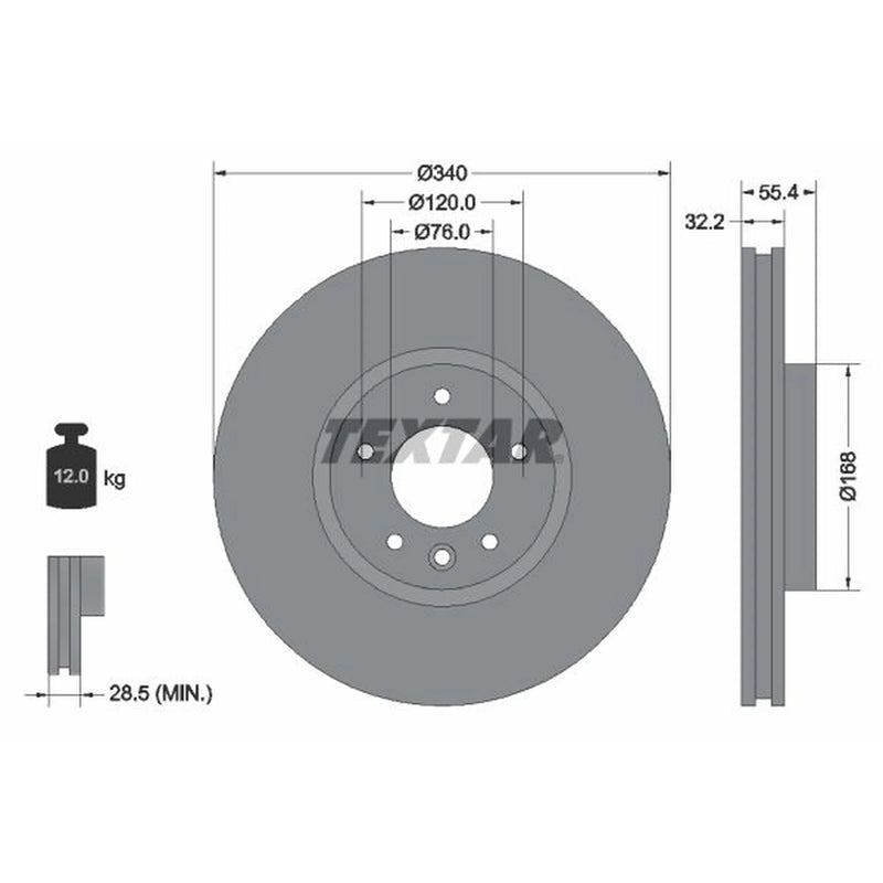 Textar 2 x Vented Front Brake Discs 92230305