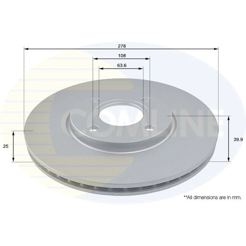 Comline 2 x Front Brake Discs ADC1280V