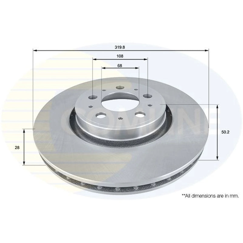 Comline 2 x Internally Vented Front Brake Discs ADC1925V