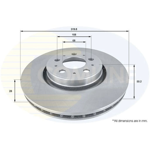 Comline 2 x Internally Vented Front Brake Discs ADC1925V