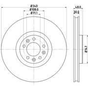 DON 2 x Internally Vented Front Brake Discs PCD14551