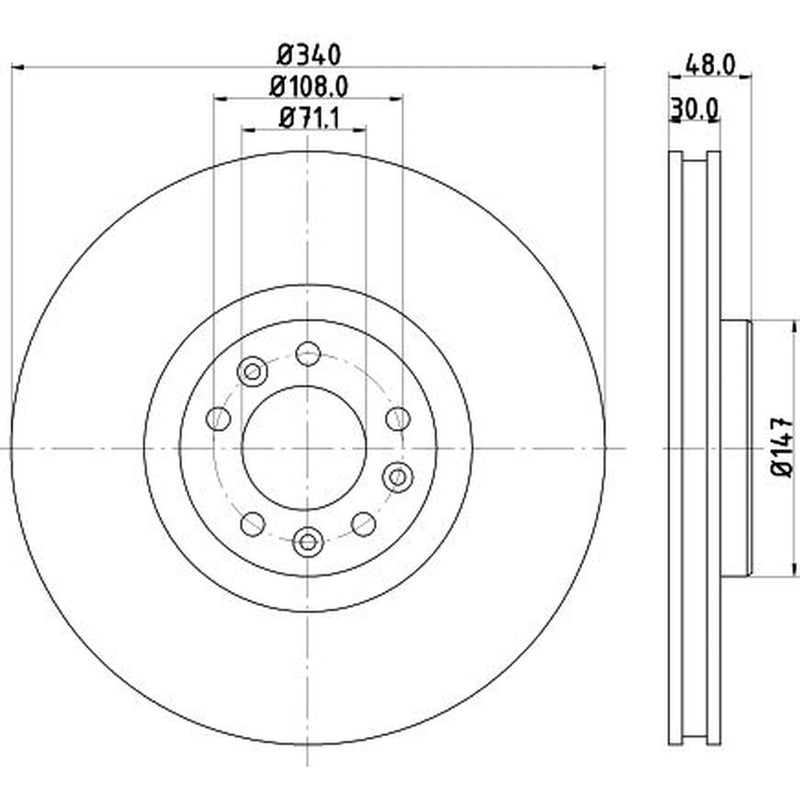 DON 2 x Internally Vented Front Brake Discs PCD14551