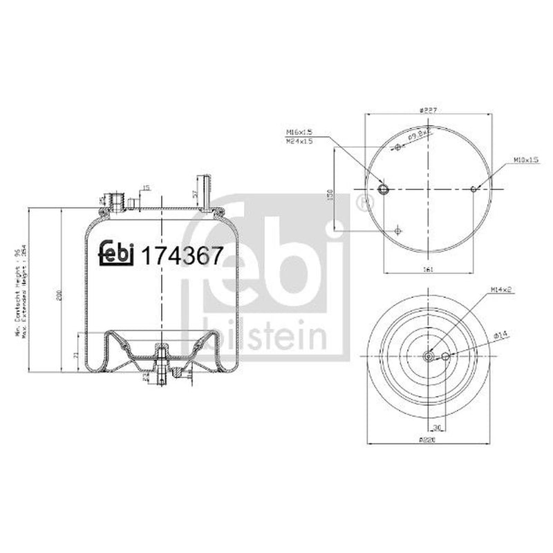 Febi Air Suspension Bellow 220mm Rear 174367