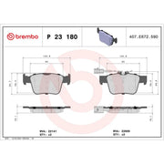 Brembo 4 x Rear Brake Pad Set P23180