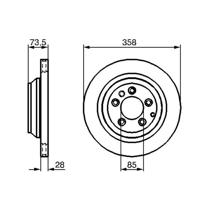 Bosch 2 x Vented Rear Brake Discs 0 986 479 259