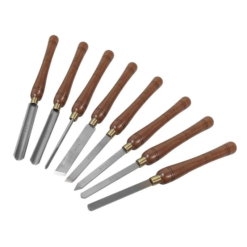 Faithfull HSS Turning Chisel Wooden Boxed Set, 8 Piece - FAIWCTSET8B