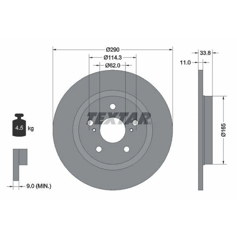 Textar 2 x Solid Rear Brake Discs 92195200