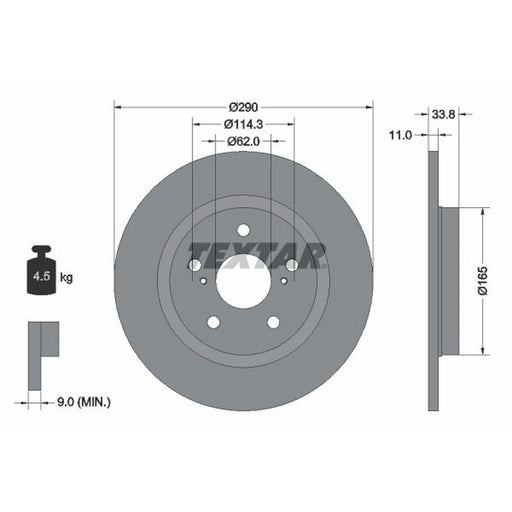 Textar 2 x Solid Rear Brake Discs 92195200