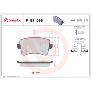 Brembo 4 x Rear Brake Pad Set P85099