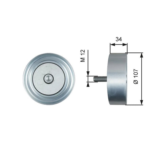 Gates V-Ribbed Belt Deflection/Guide Pulley T36515