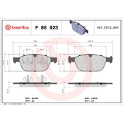 Brembo 4 x Front Brake Pad Set P86023