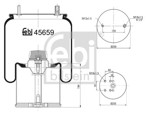 Febi Air Suspension Bellow 205mm