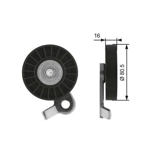 Gates V-Ribbed Belt Tensioner Pulley 80mm OD Wide T39060