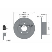 Textar 2 x Solid Rear Brake Discs 92057503
