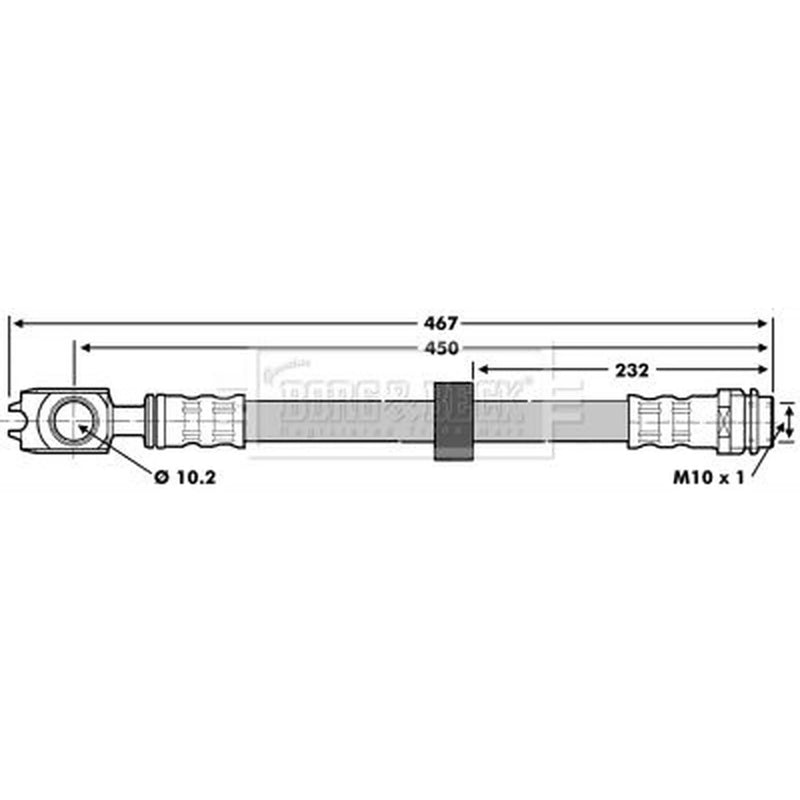 Borg & Beck Brake Hydraulic Hose Line Front Left BBH6631