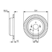 Bosch 2 x Vented Rear Brake Discs 0 986 479 V10