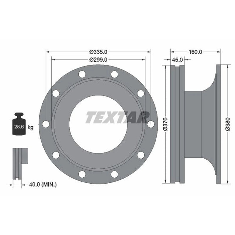 Textar 2 x Internally Vented Brake Discs 93127000
