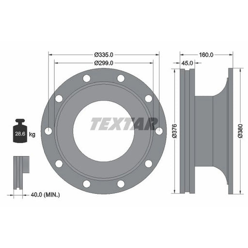 Textar 2 x Internally Vented Brake Discs 93127000