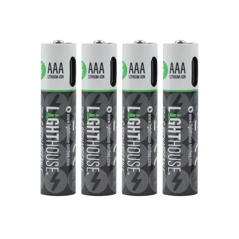 Lighthouse AAA USB-C Rechargeable Li-ion Battery Pack of 4 - L/HBATUSBAAA